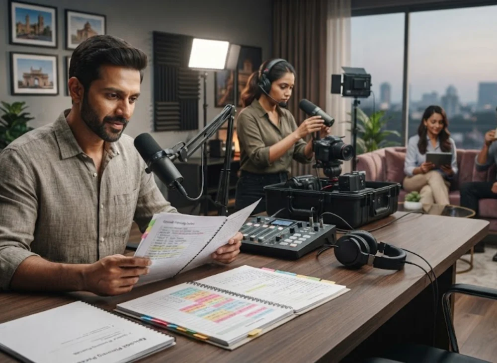 podcast studio vs home setup