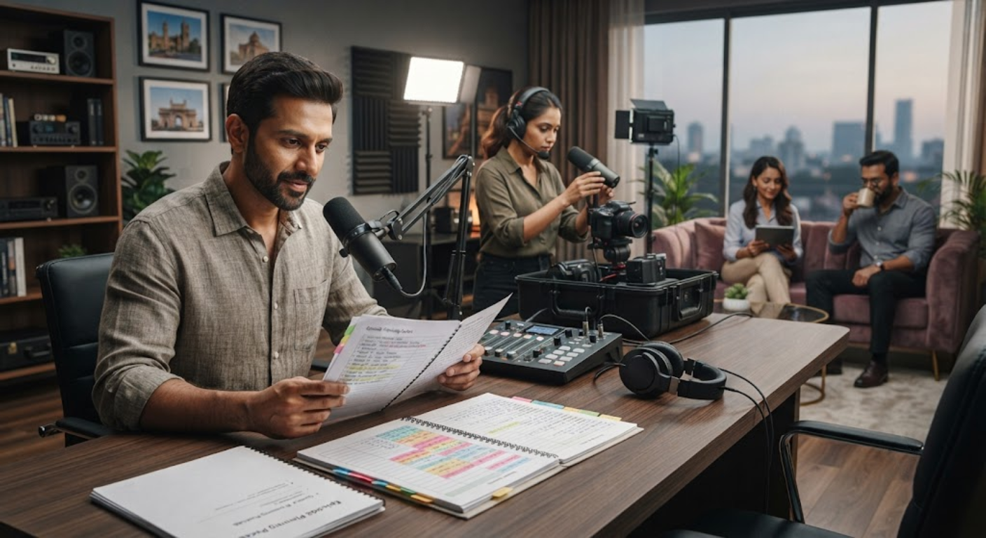 podcast studio vs home setup