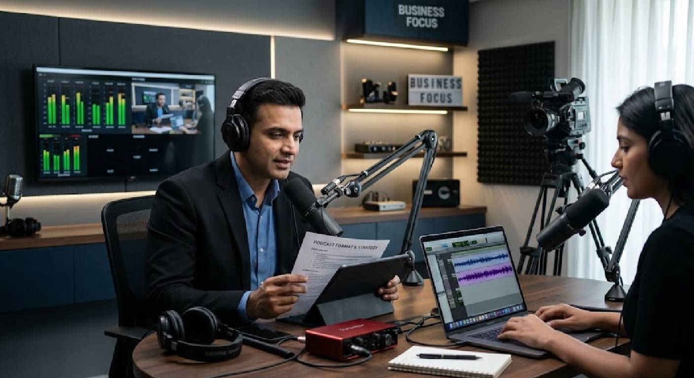 Learn how to develop a distinctive format for your business podcast with a clear audience, recurring segments, a unique hosting style, episode structure and professional production.